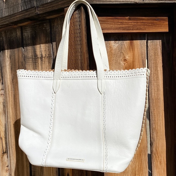 BCBG max Azria white leather bag large tote Computer bag? - Picture 3 of 8